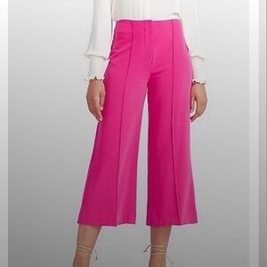 EXPRESS CROPPED WIDE LEG HIGH RISE Hot Pink Pants Size 8R NWT Contemporary